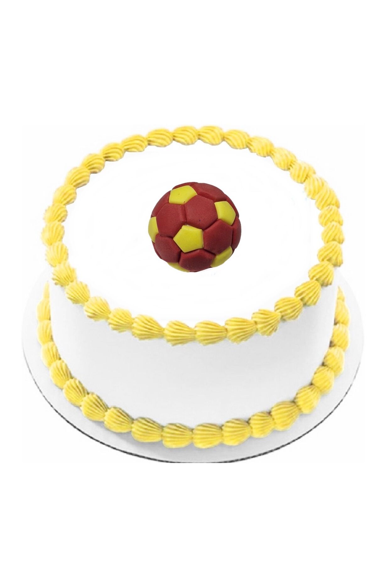 Şeker Hamurundan Futbol Topu Pasta Süsü Kırmızı Sarı