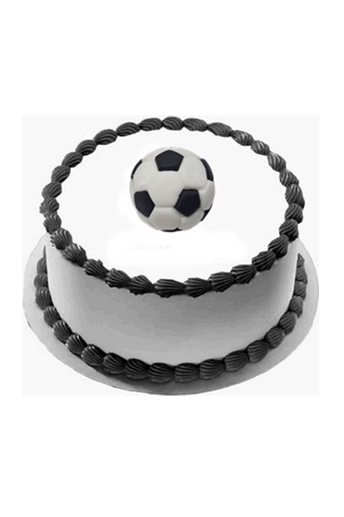 Şeker Hamurundan Futbol Topu Pasta Süsü Beyaz Siyah  Model