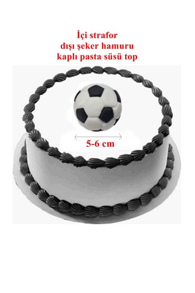 Şeker Hamurundan Futbol Topu Pasta Süsü Beyaz Siyah  Model