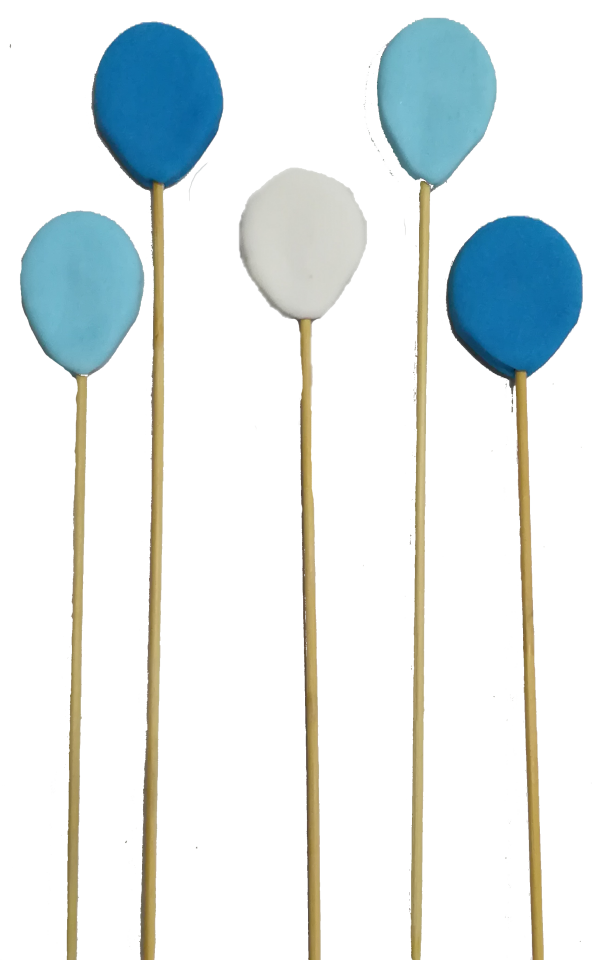 Şeker Hamurundan Mavi Balon Desenli Pasta Süsü