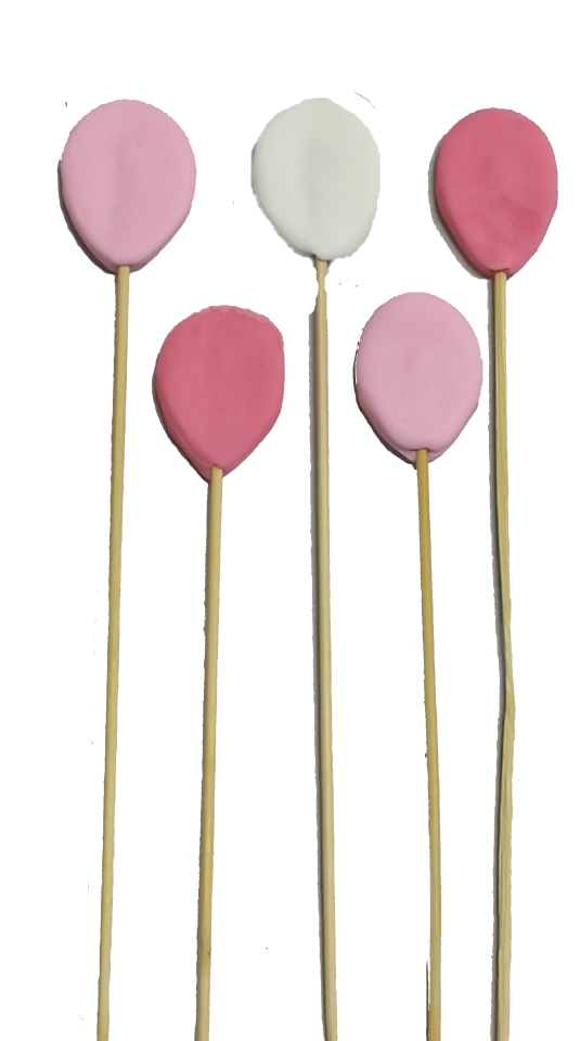 Şeker Hamurundan Pembe Balon Desenli Pasta Süsü