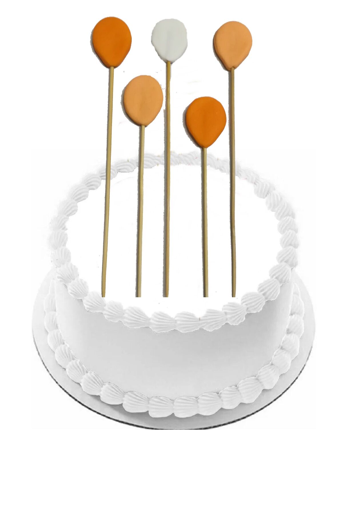 Şeker Hamurundan Turuncu Balon Desenli Pasta Süsü