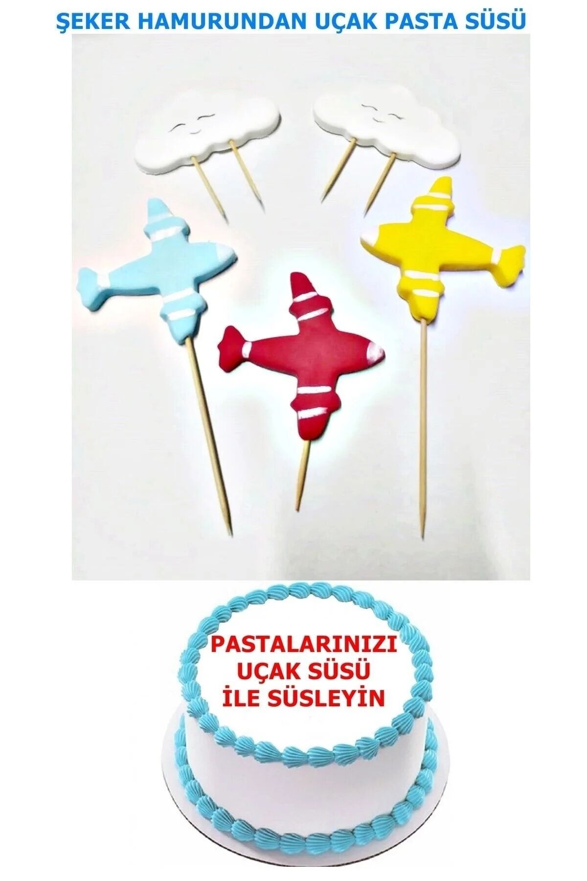 Şeker Hamurundan Uçak Modeli Pasta Süsü