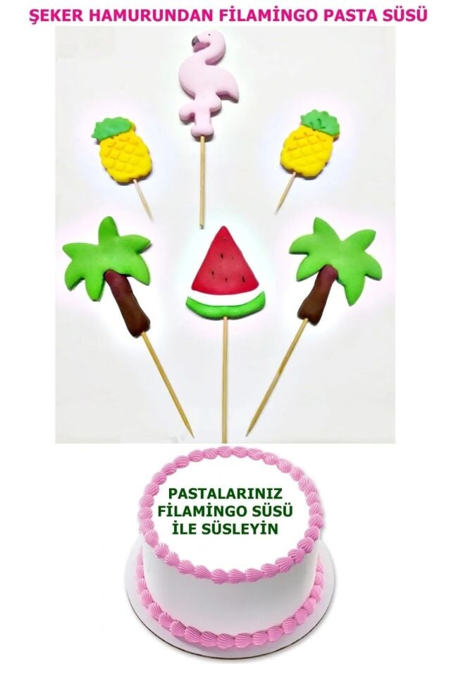 Şeker Hamurundan Flamingo Modeli Pasta Süsü