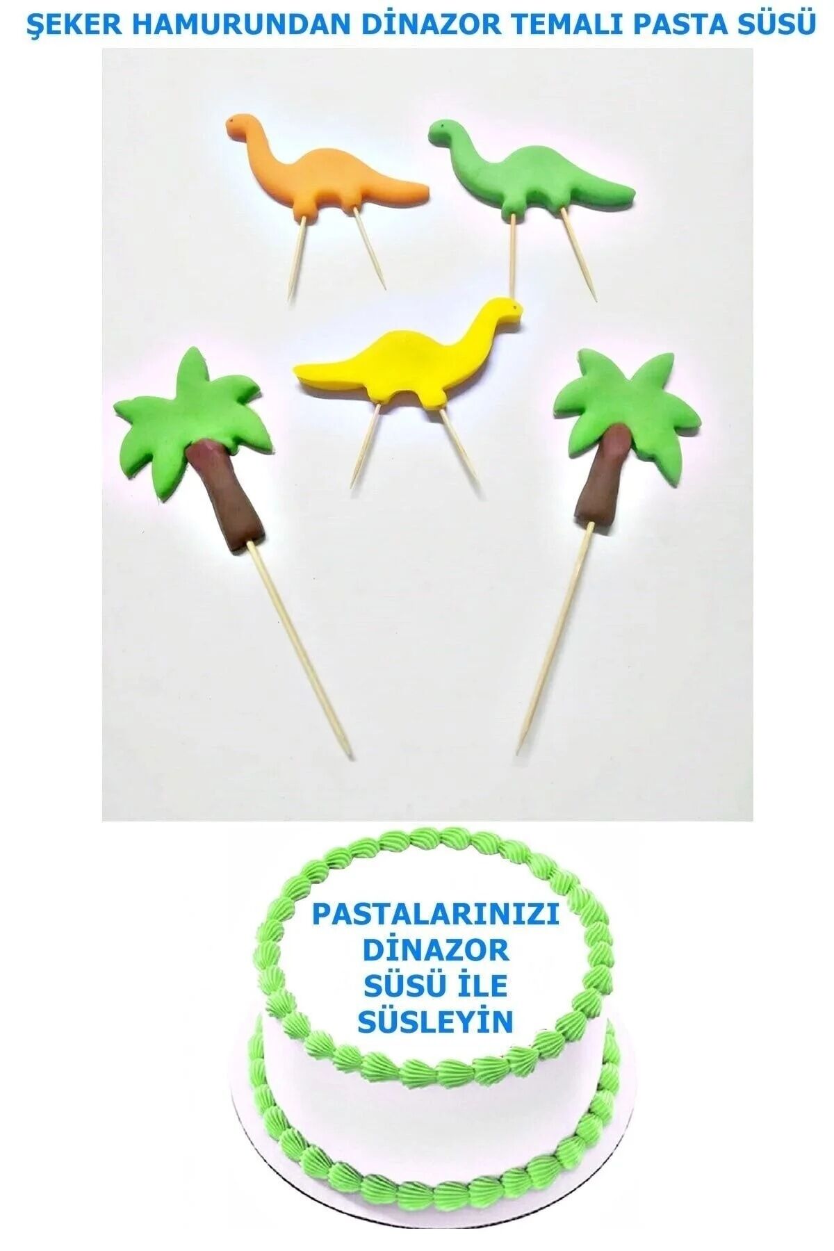 Şeker Hamurundan Dinazor Modeli Pasta Süsü