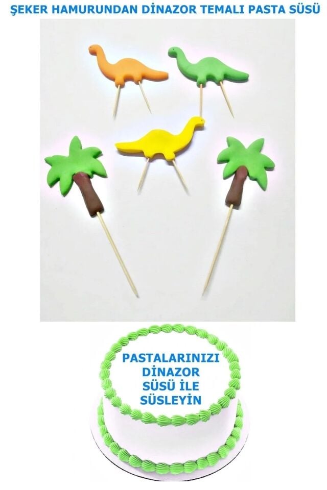 Şeker Hamurundan Dinazor Modeli Pasta Süsü