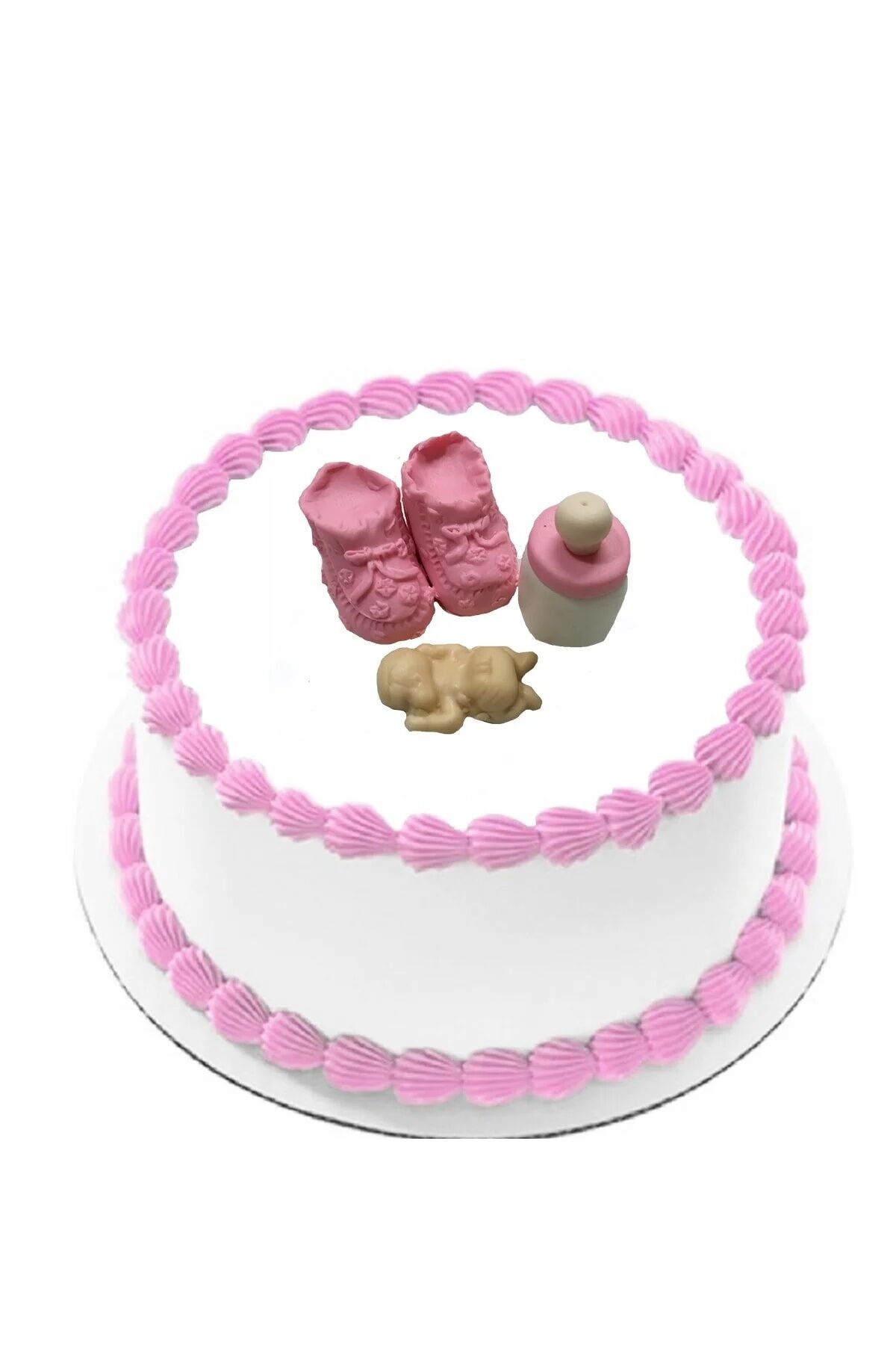 Şeker Hamurundan Pembe Kız Bebek Modeli Pasta Süsü