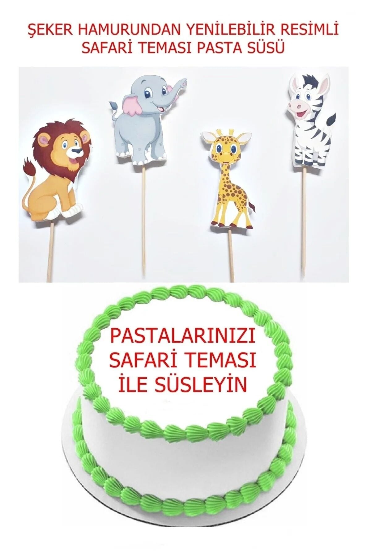 Şeker Hamurundan Safari  Modeli Pasta Süsü