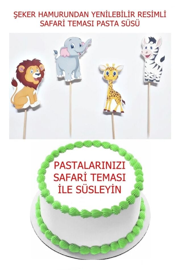Şeker Hamurundan Safari  Modeli Pasta Süsü