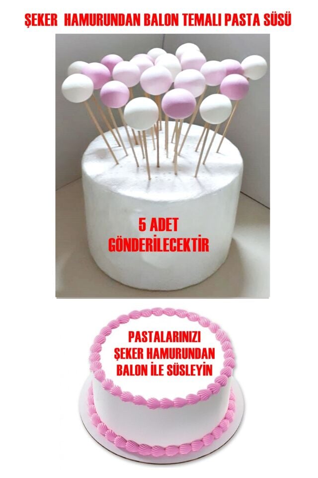 Şeker Hamurundan Pembe Beyaz Toplar 5 Adet Gelecek