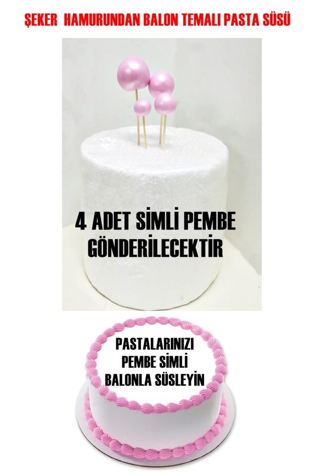 Şeker Hamurundan Pembe Parlak Toplar 4 Adet Gelecek