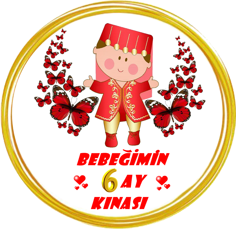 Yenilebilir Pasta Resmi Altı Ay Kınası Model 6-8-10 Kişilik Pastaya Uygun 16 cm Ebat