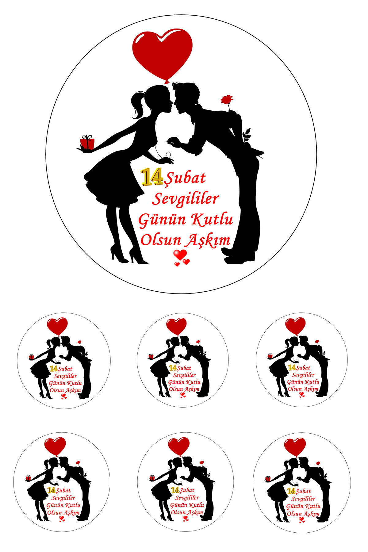 Yeniler Pasta Resmi 6-8-10 Kişilik Pastaya Uygun 14 Şubat Sevgililer Günü Pasta Resmi
