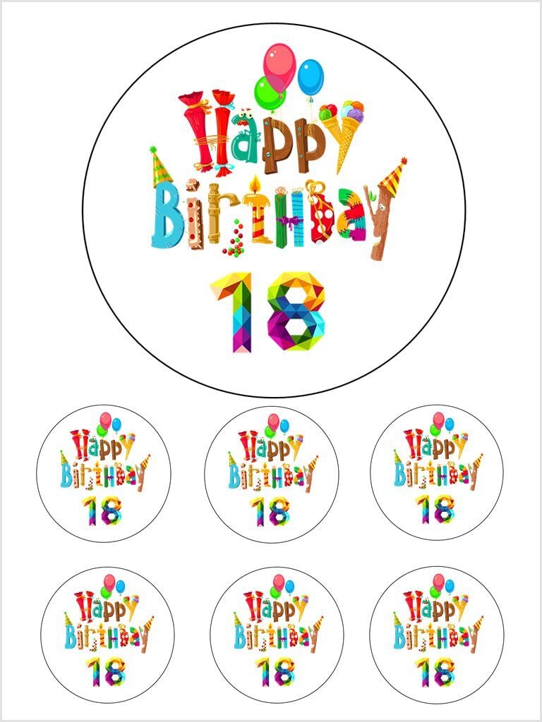 Yenilebilir Pasta Resmi Happy Birthday Model 6-8-10 Kişilik Pastaya Uygun 16 cm Ebat