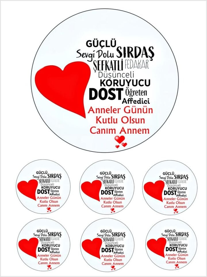 Yenilebilir Pasta Resmi Anneler Günü  Model 6-8-10 Kişilik Pastaya Uygun 16 cm Ebat