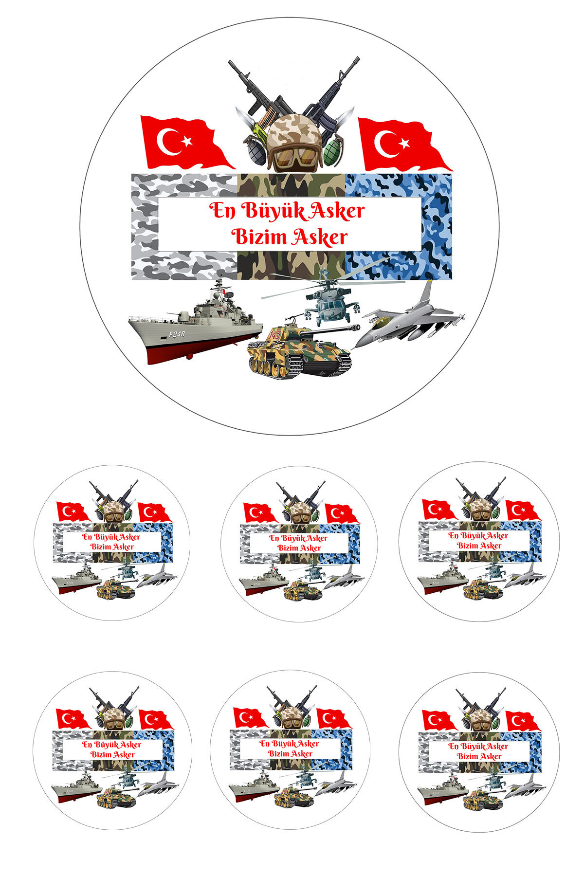 Yenilebilir Pasta Resmi Asker Model 6-8-10 Kişilik Pastaya Uygun 16 cm Ebat