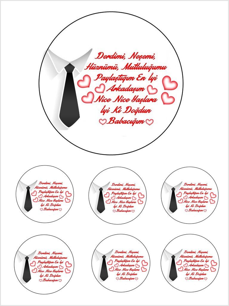 Yenilebilir Pasta Resmi Baba Model 6-8-10 Kişilik Pastaya Uygun 16 cm Ebat