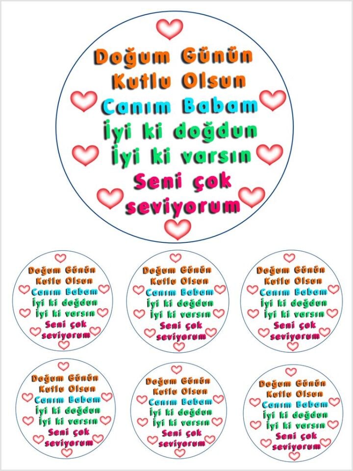 Yenilebilir Pasta Resmi Baba Doğum Günü Model 6-8-10 Kişilik Pastaya Uygun 16 cm Ebat