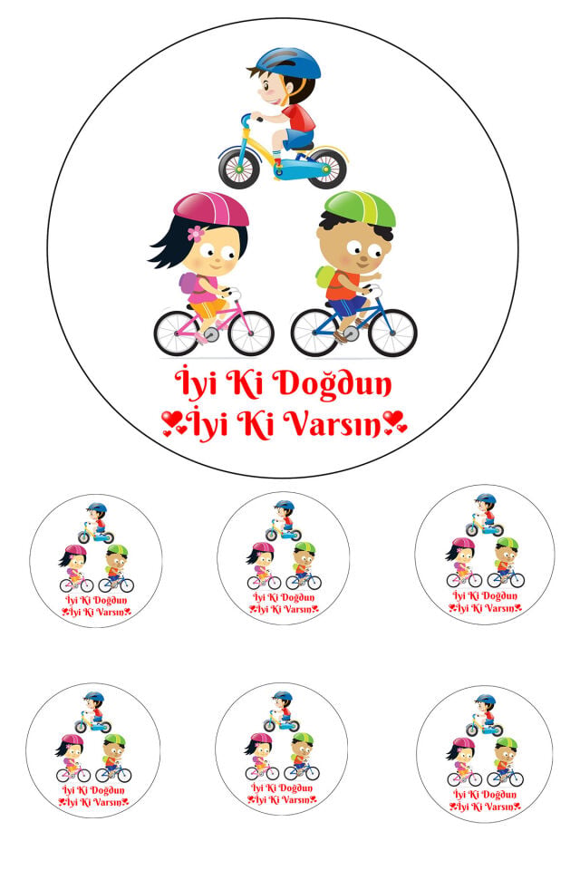 Yenilebilir Pasta Resmi  Çocuklar  Temalı Model 6-8-10 Kişilik Pastaya Uygun 16 cm Ebat