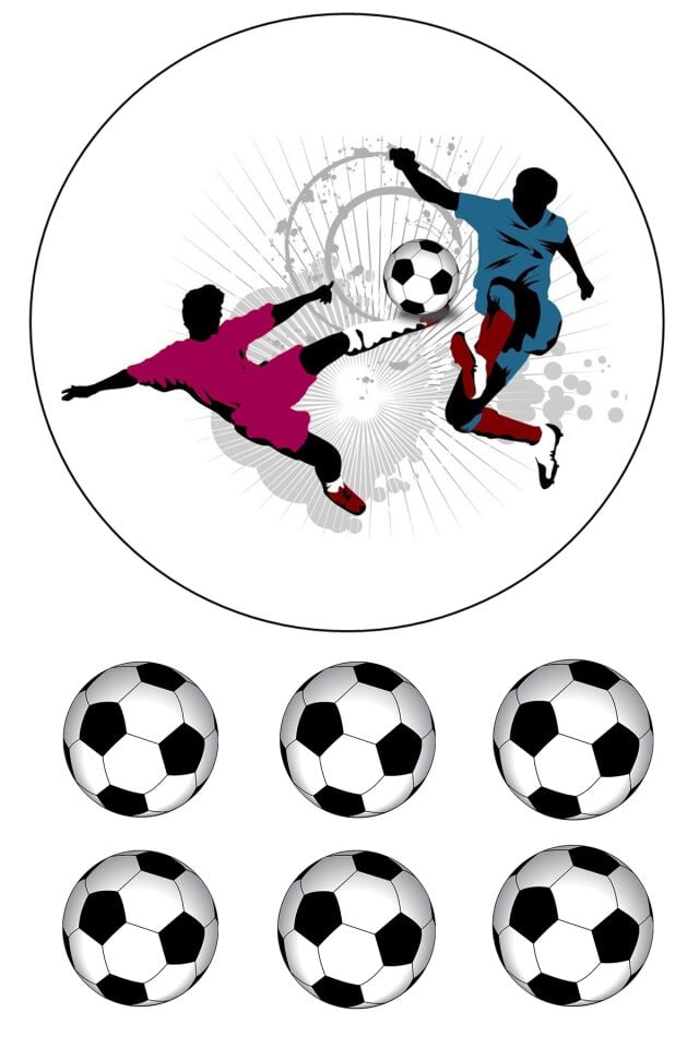 Yenilebilir Pasta Resmi  Bordo Kırmızı Futbol Temalı Model 6-8-10 Kişilik Pastaya Uygun 16 cm Ebat