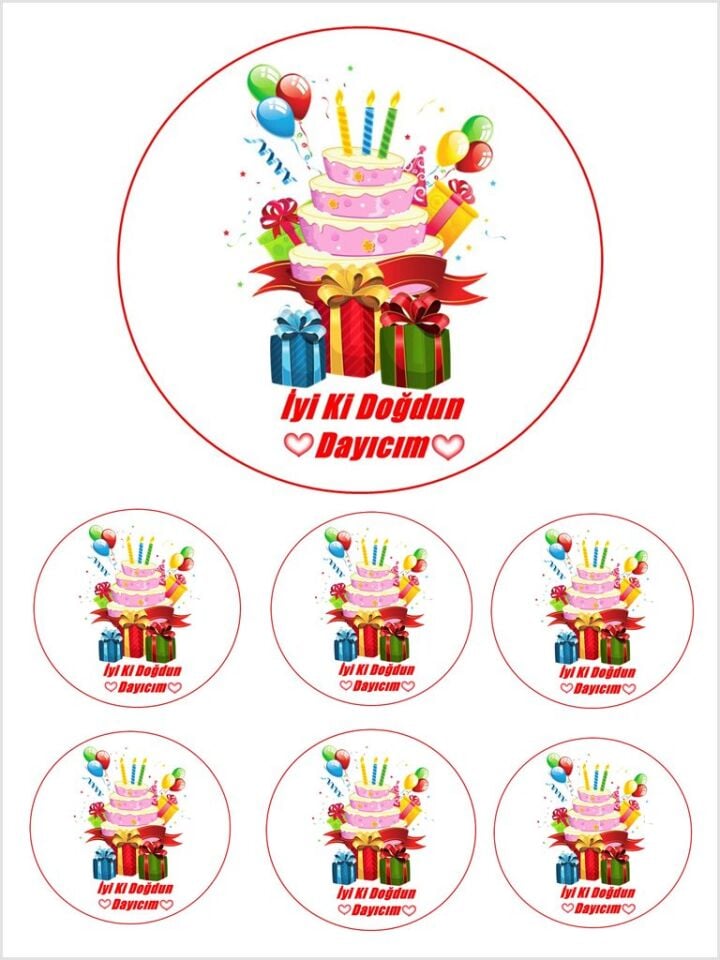 Yenilebilir Pasta Resmi Dayıcım Temalı Model 6-8-10 Kişilik Pastaya Uygun 16 cm Ebat