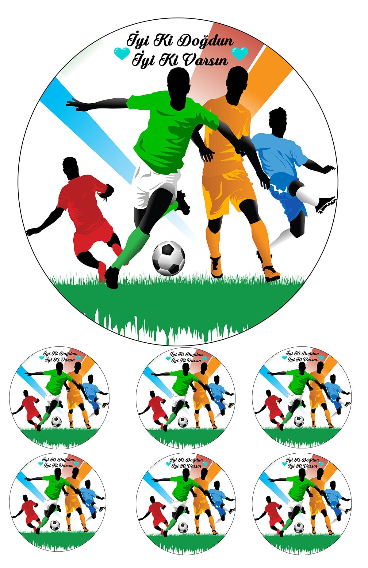 Yenilebilir Pasta Resmi Futbol Modeli 16-8-10 Kişilik Pastaya Uygun 16 cm Ebat