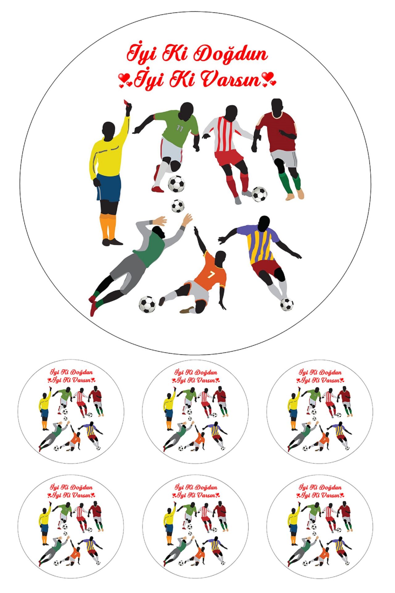 Yenilebilir Pasta Resmi Futbol  Modeli 6-8-10 Kişilik Pastaya Uygun 16 cm Ebat