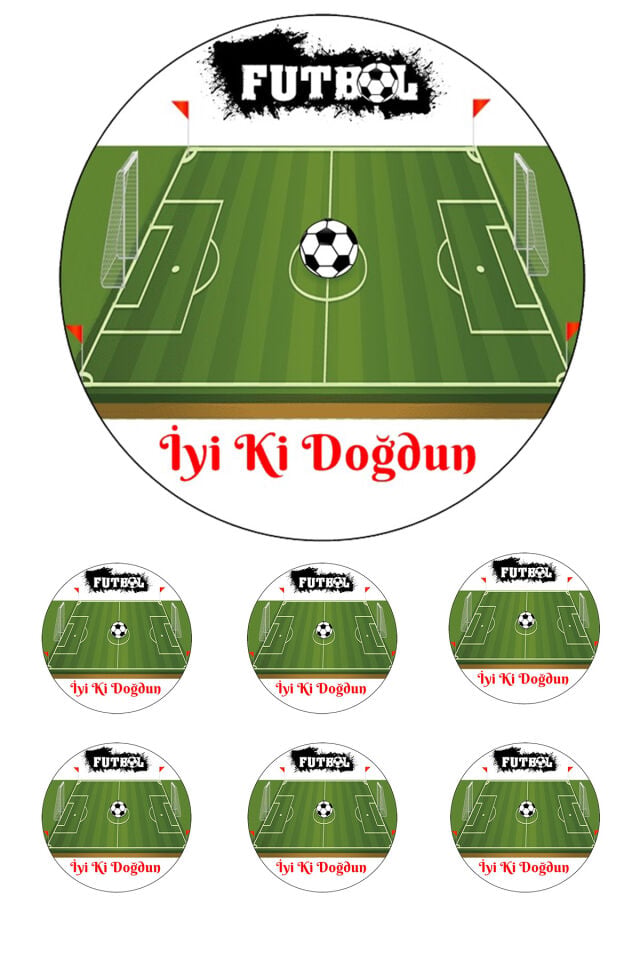 Yenilebilir Pasta Resmi Futbol  Modeli 6-8-10 Kişilik Pastaya Uygun 16 cm Ebat