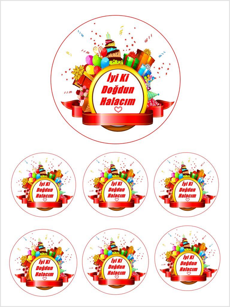 Yenilebilir Pasta Resmi Halacım Modeli 6-8-10 Kişilik Pastaya Uygun 16 cm Ebat