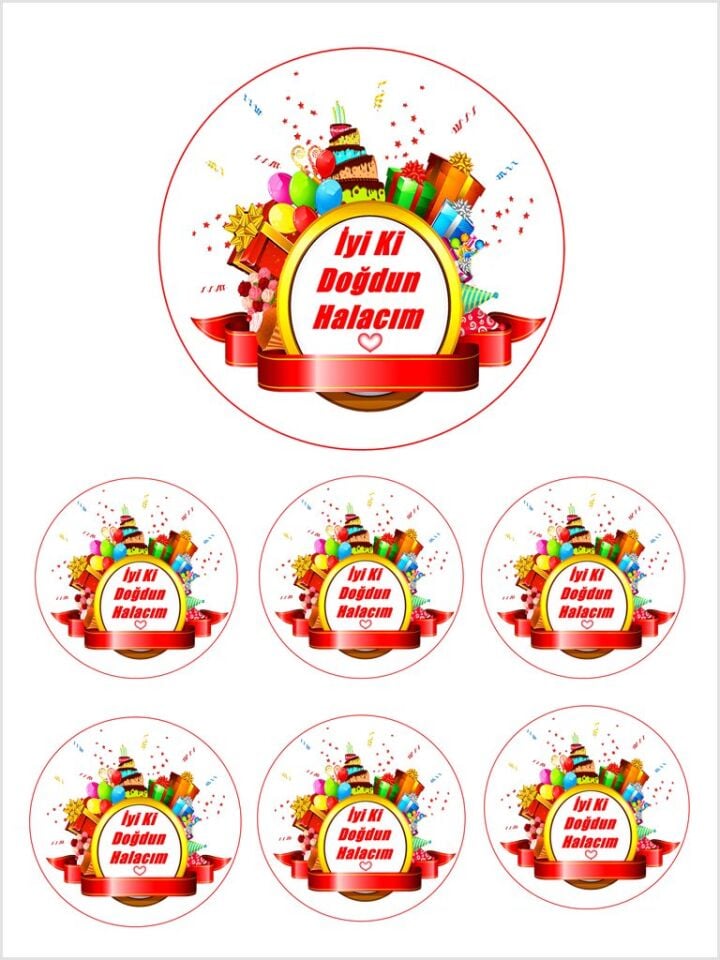 Yenilebilir Pasta Resmi Halacım Modeli 6-8-10 Kişilik Pastaya Uygun 16 cm Ebat