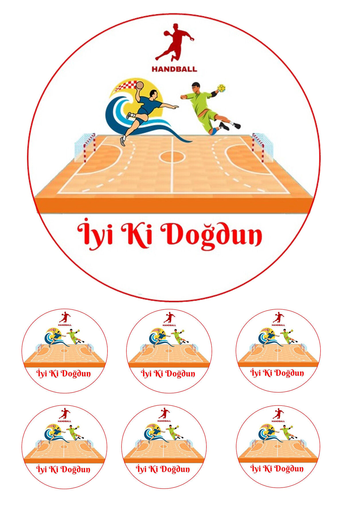 Yenilebilir Pasta Resmi Hentbol Modeli 6-8-10 Kişilik Pastaya Uygun 16 cm Ebat