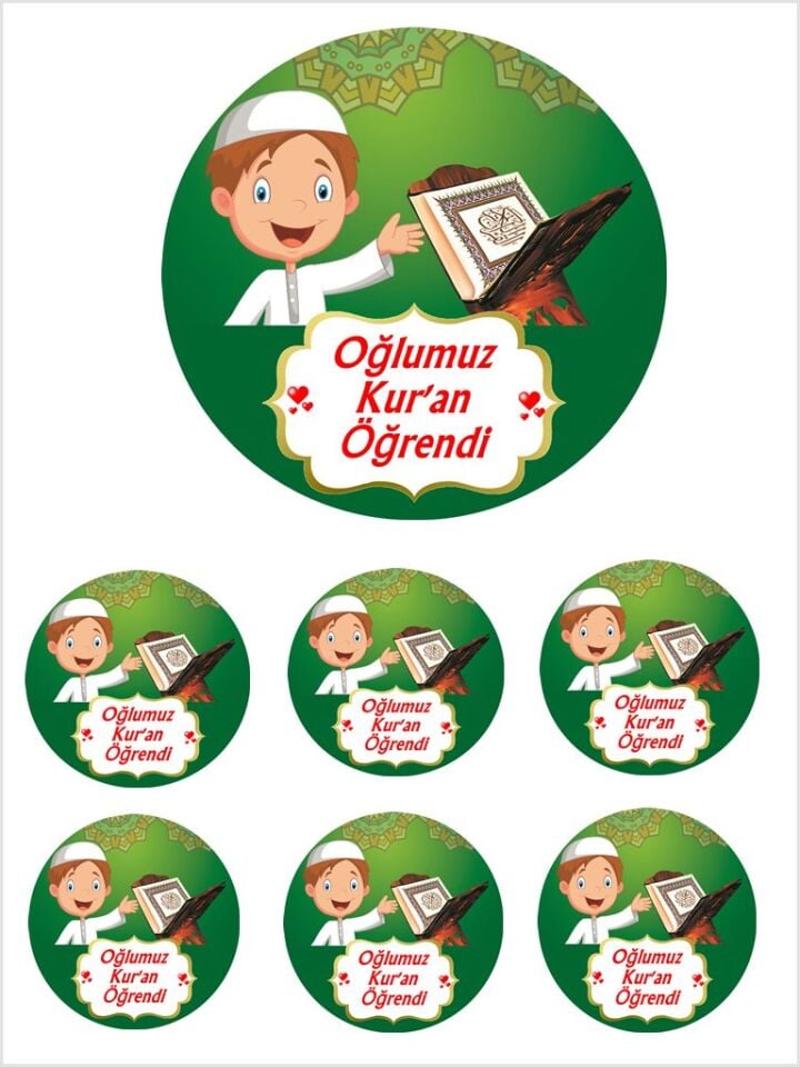 Yenilebilir Pasta Resmi Kuran Okuyan Erkek  Model 6-8-10 Kişilik Pastaya Uygun 16 cm Ebat