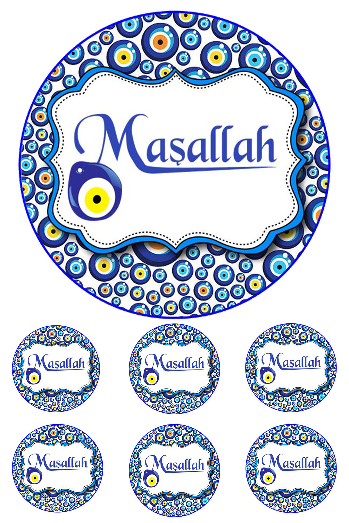 Yenilebilir Pasta Resmi Maşallah Model 6-8-10 Kişilik Pastaya Uygun 16 cm Ebat