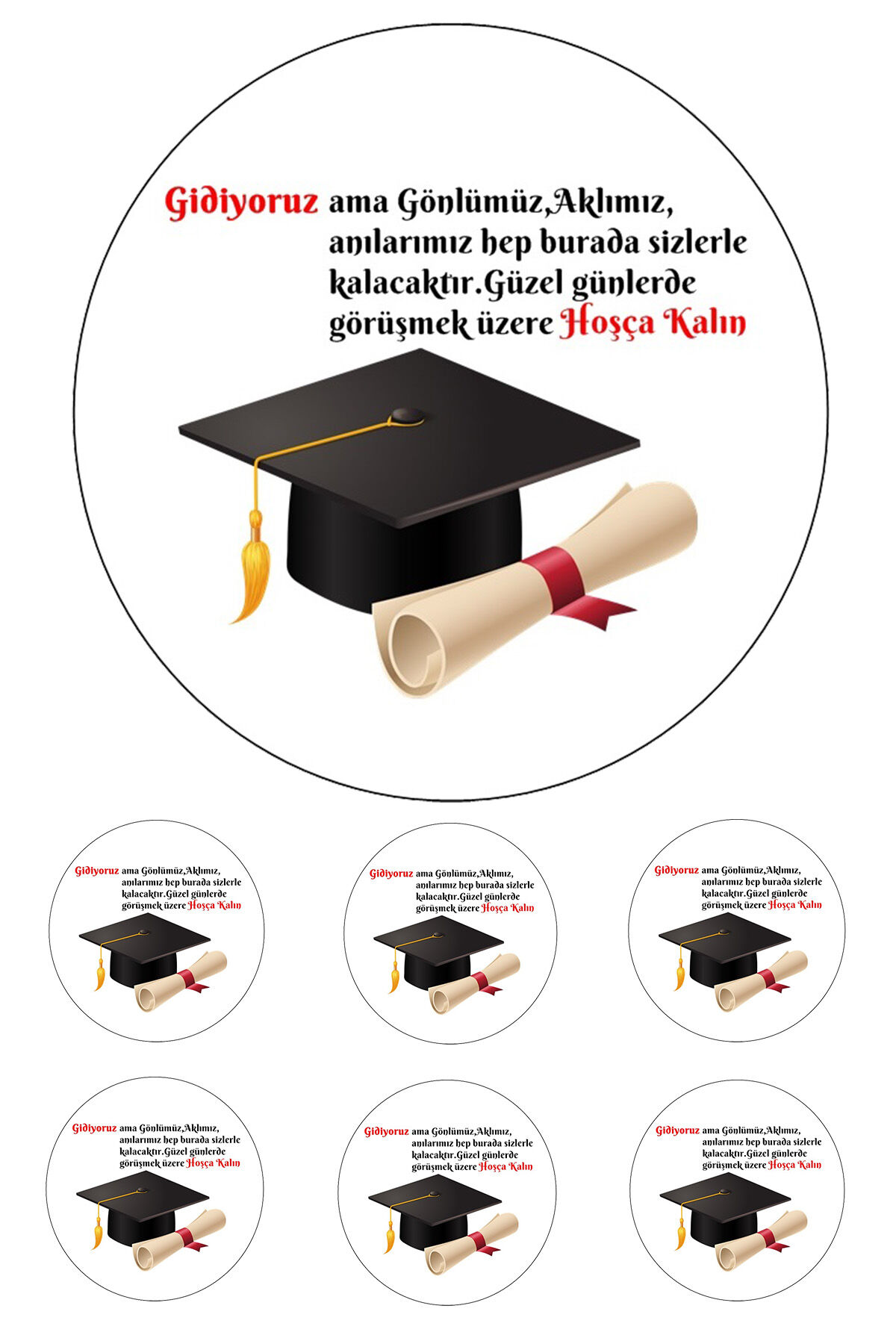 Yenilebilir Pasta Resmi Mezuniyet Model 6-8-10 Kişilik Pastaya Uygun 16 cm Ebat