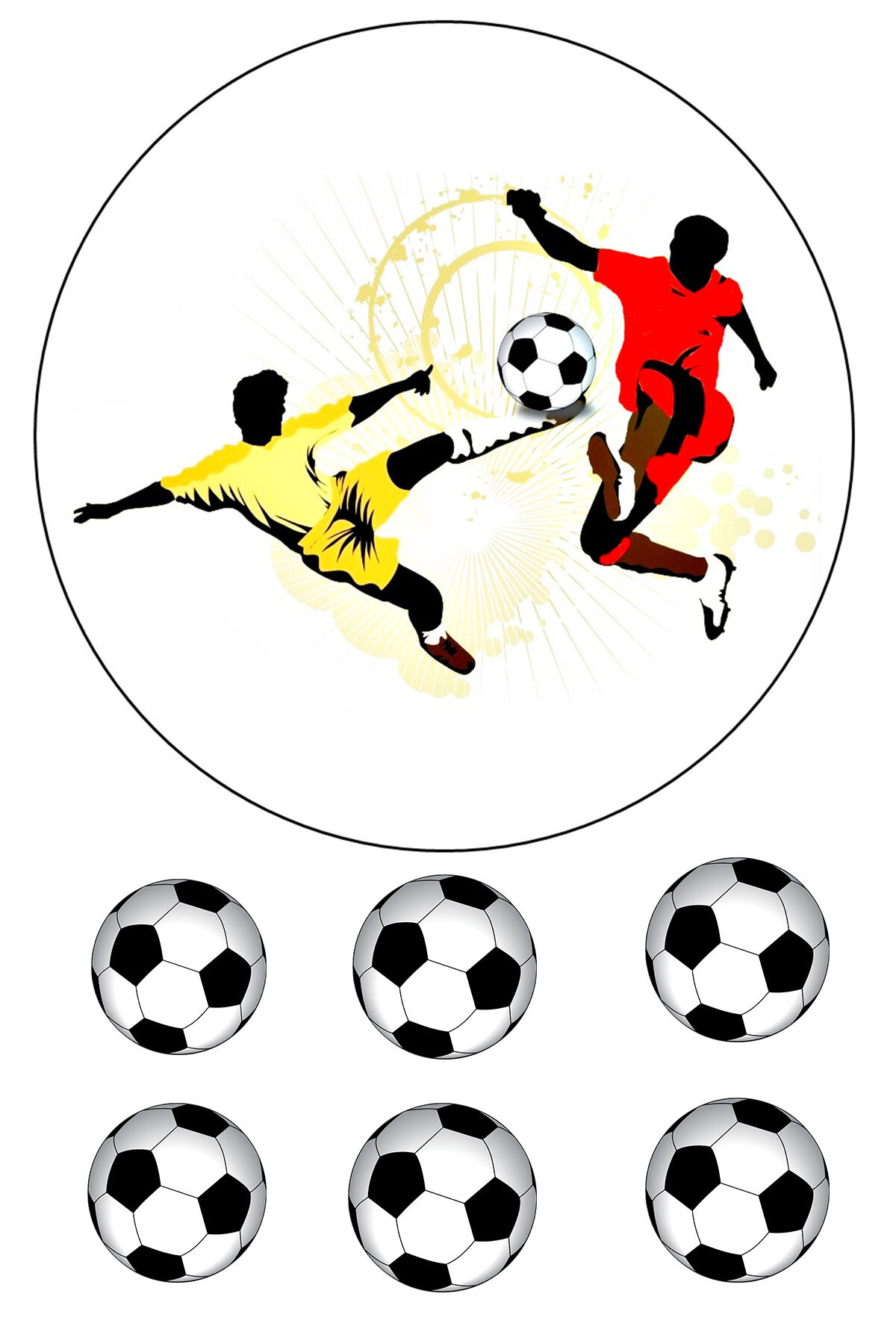 Yenilebilir Pasta Resmi Kırmızı Sarı Futbol Modeli 6-8-10 Kişilik Pastaya Uygun 16 cm Ebat