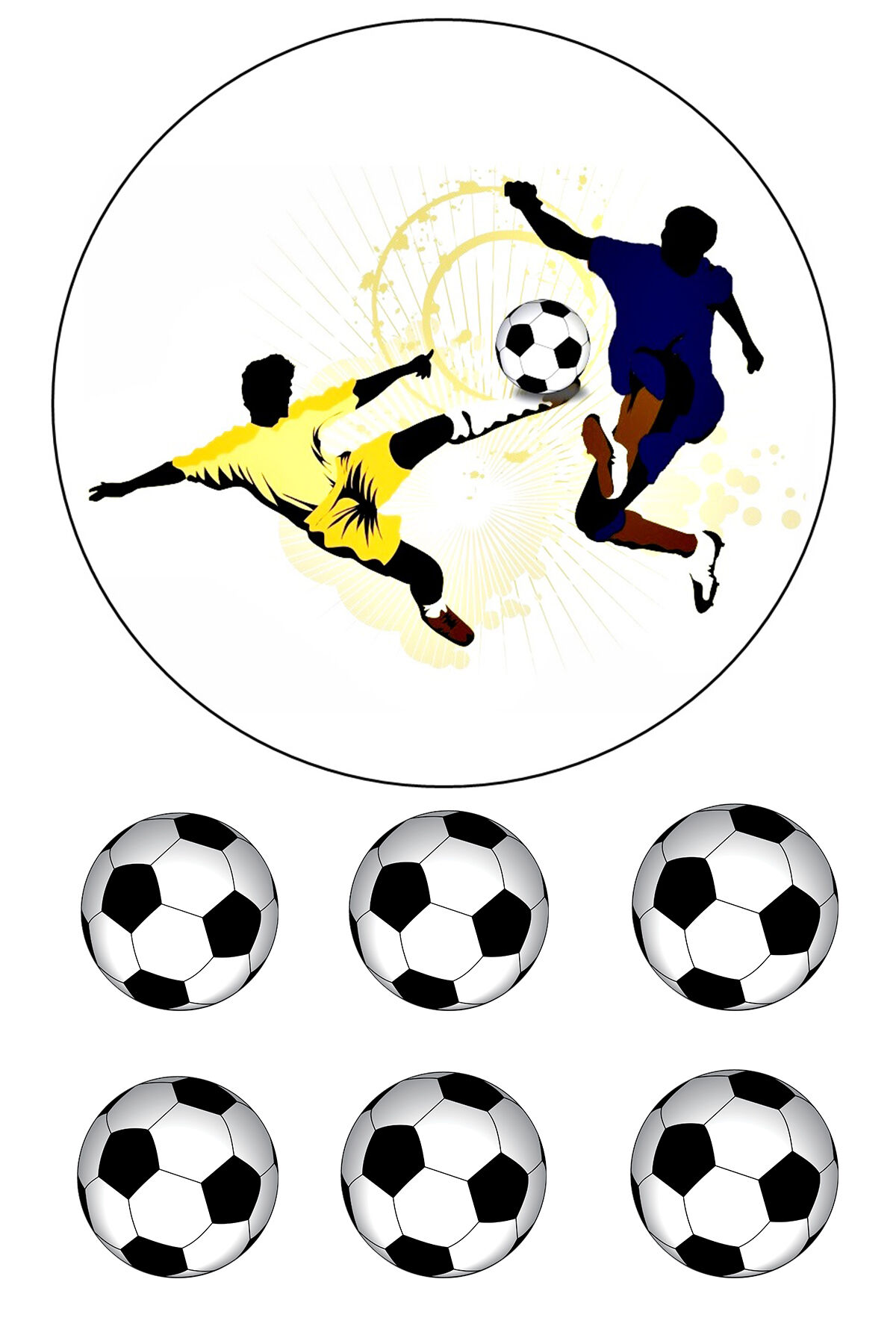 Yenilebilir Pasta Resmi Lacivert Sarı Futbol Modeli 6-8-10 Kişilik Pastaya Uygun 16 cm Ebat