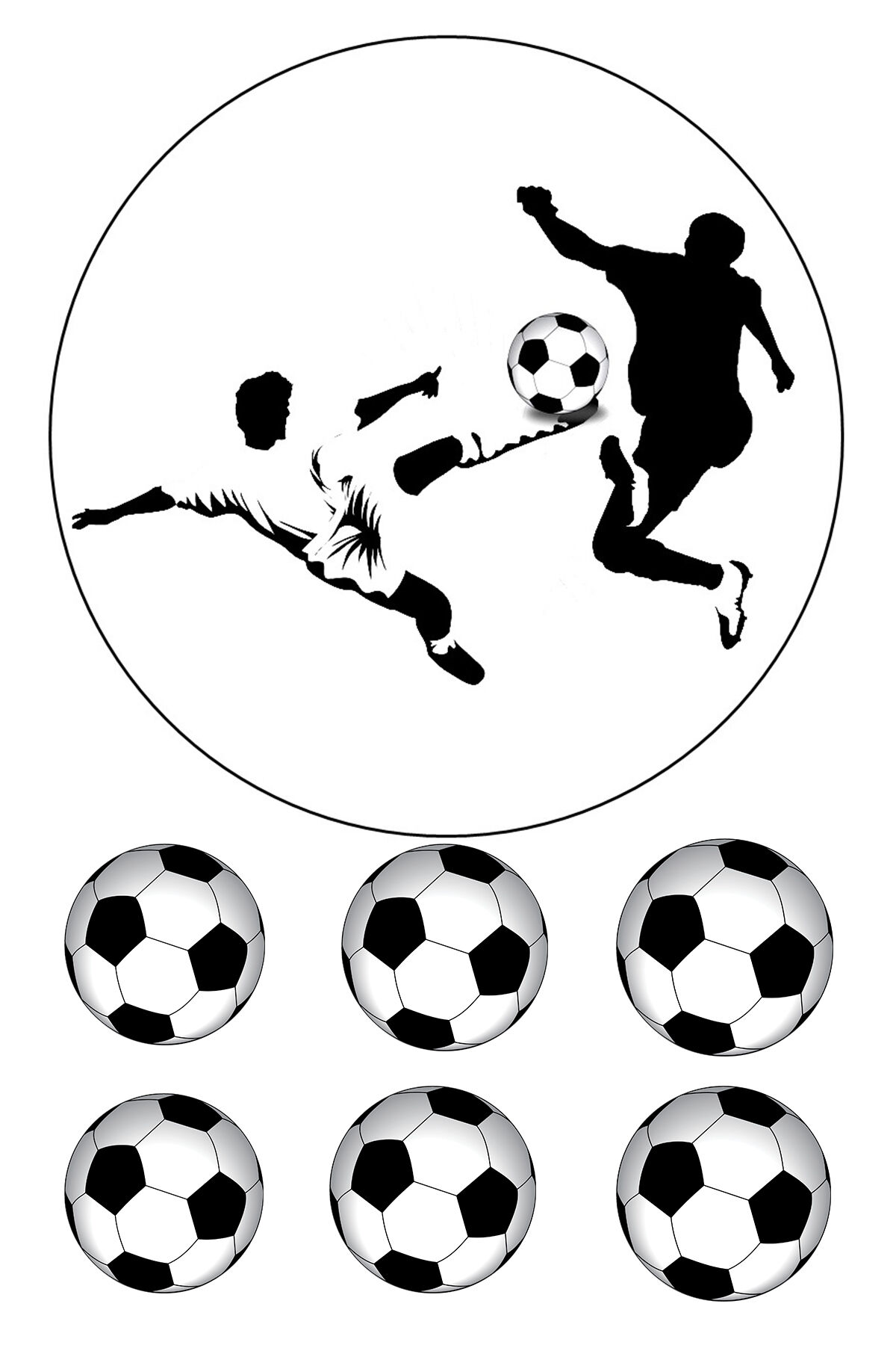 Yenilebilir Pasta Resmi Beyaz Siyah Futbol Modeli 6-8-10 Kişilik Pastaya Uygun 16 cm Ebat