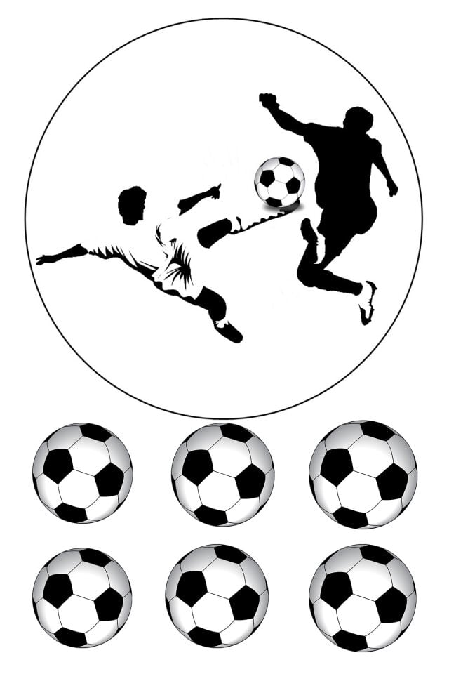 Yenilebilir Pasta Resmi Beyaz Siyah Futbol Modeli 6-8-10 Kişilik Pastaya Uygun 16 cm Ebat