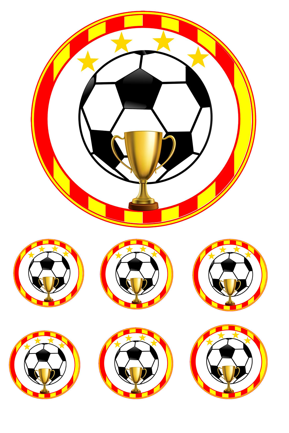 Yenilebilir Pasta Resmi Kırmızı Sarı Futbol Modeli 6-8-10 Kişilik Pastaya Uygun 16 cm Ebat
