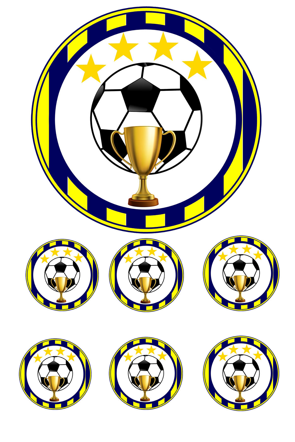 Yenilebilir Pasta Resmi Lacivert Sarı Futbol Modeli 6-8-10 Kişilik Pastaya Uygun 16 cm Ebat