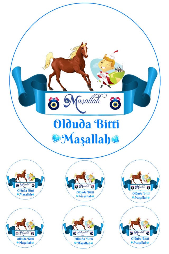 Yenilebilir Pasta Resmi Sünnet Modeli 6-8-10 Kişilik Pastaya Uygun 16 cm Ebat