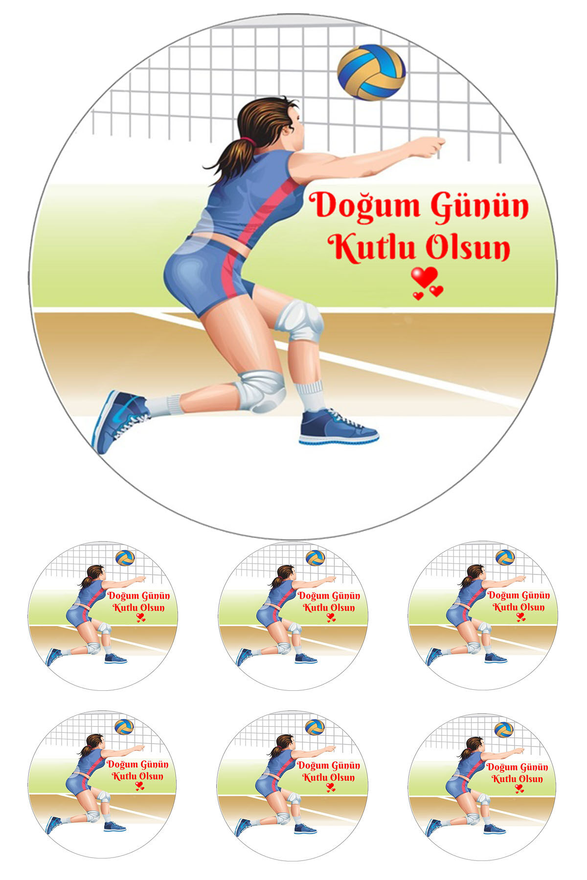 Yenilebilir Pasta Resmi Voleybol Bayan Modeli 6-8-10 Kişilik Pastaya Uygun 16 cm Ebat