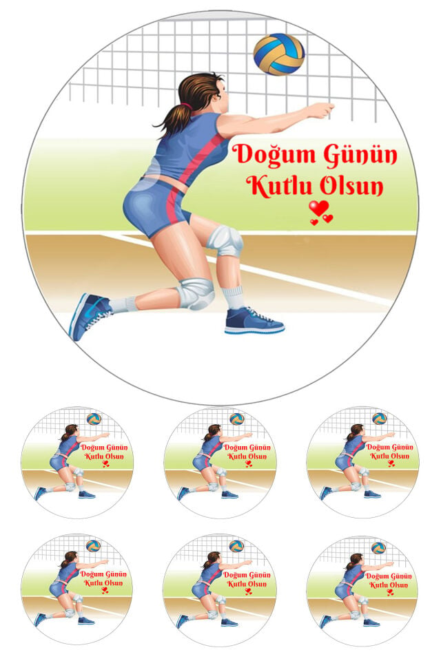 Yenilebilir Pasta Resmi Voleybol Bayan Modeli 6-8-10 Kişilik Pastaya Uygun 16 cm Ebat