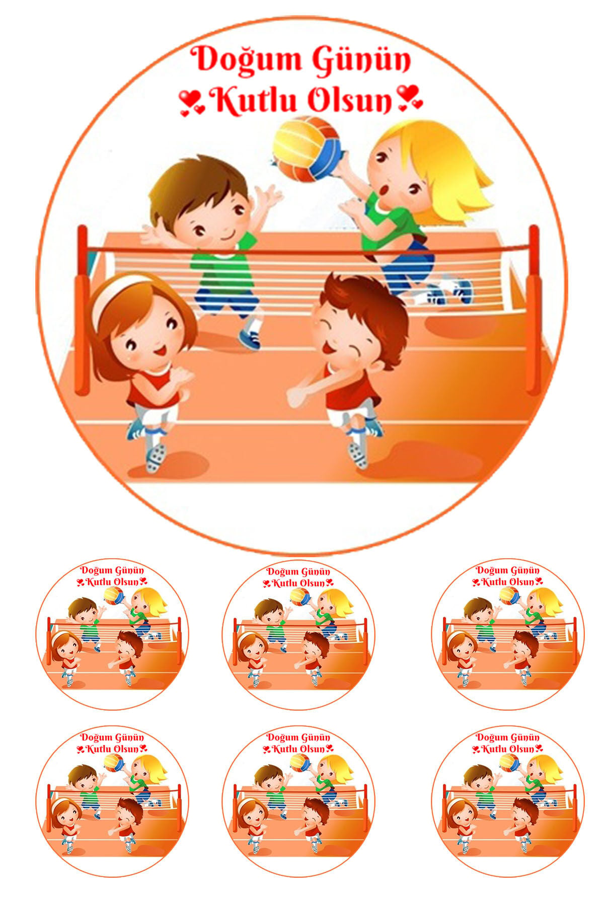Yenilebilir Pasta Resmi Voleybol Çocuk Modeli 6-8-10 Kişilik Pastaya Uygun 16 cm Ebat