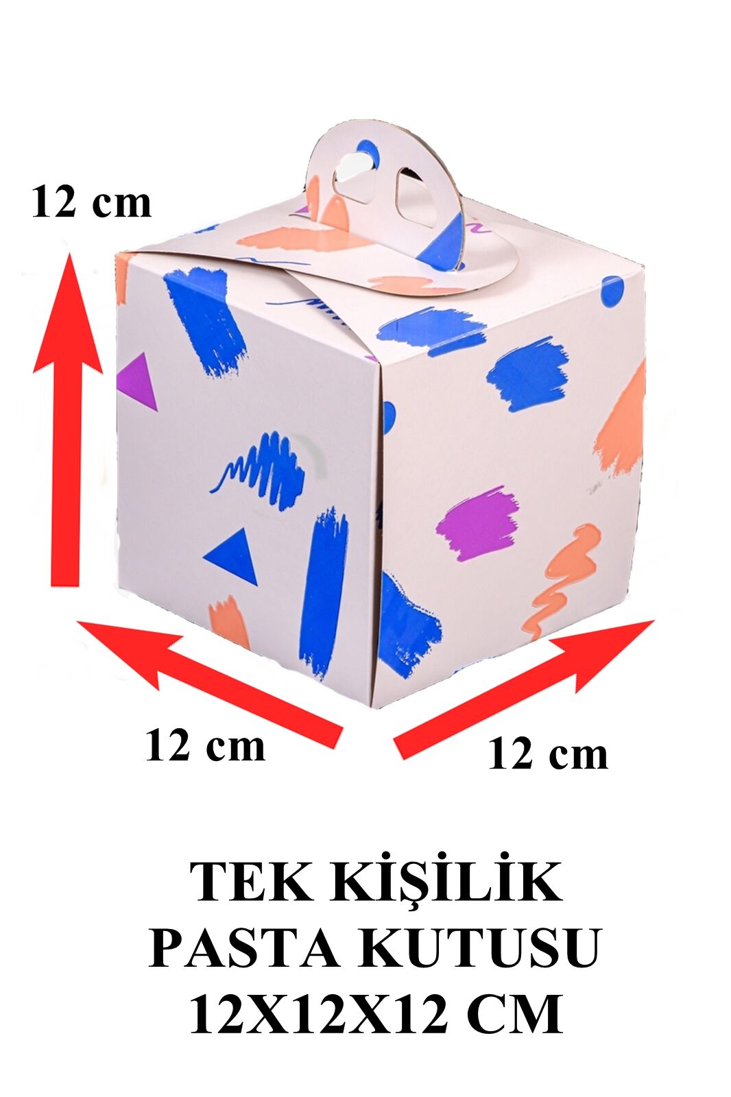 Tek Kişilik Pasta Kutusu 1 Adet 12x12x12 cm