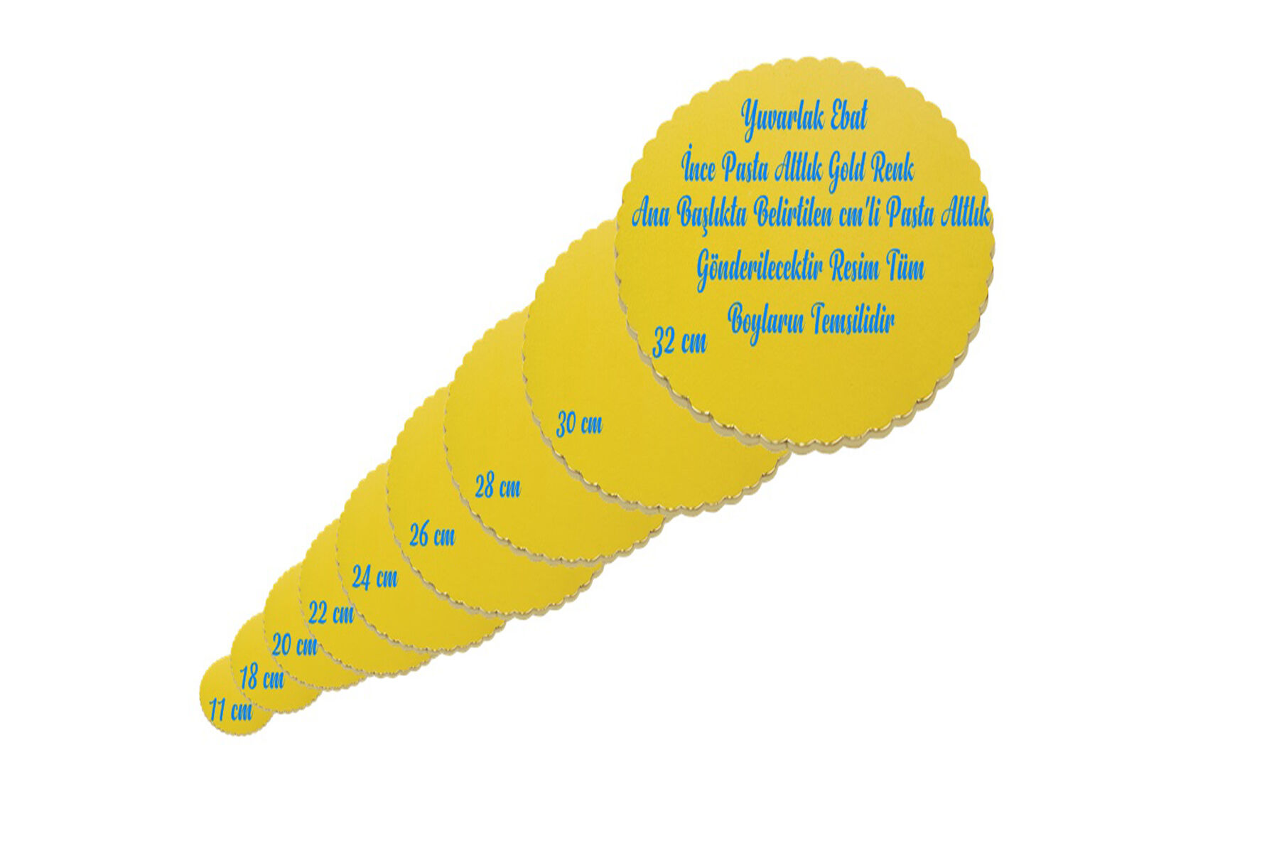 Pasta Altlık Gold İnce 22 cm 6 Kişilik Pastaya Uygun 1 Adet Gelecek