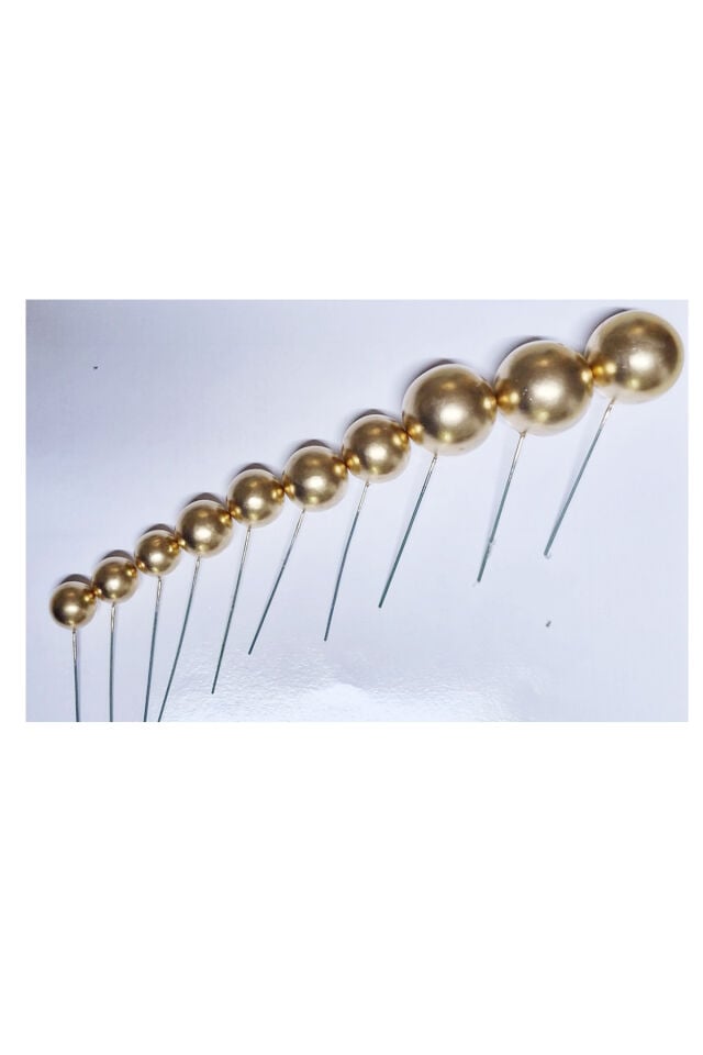Pasta Süsleme Topları Gold Renk 10 Adet
